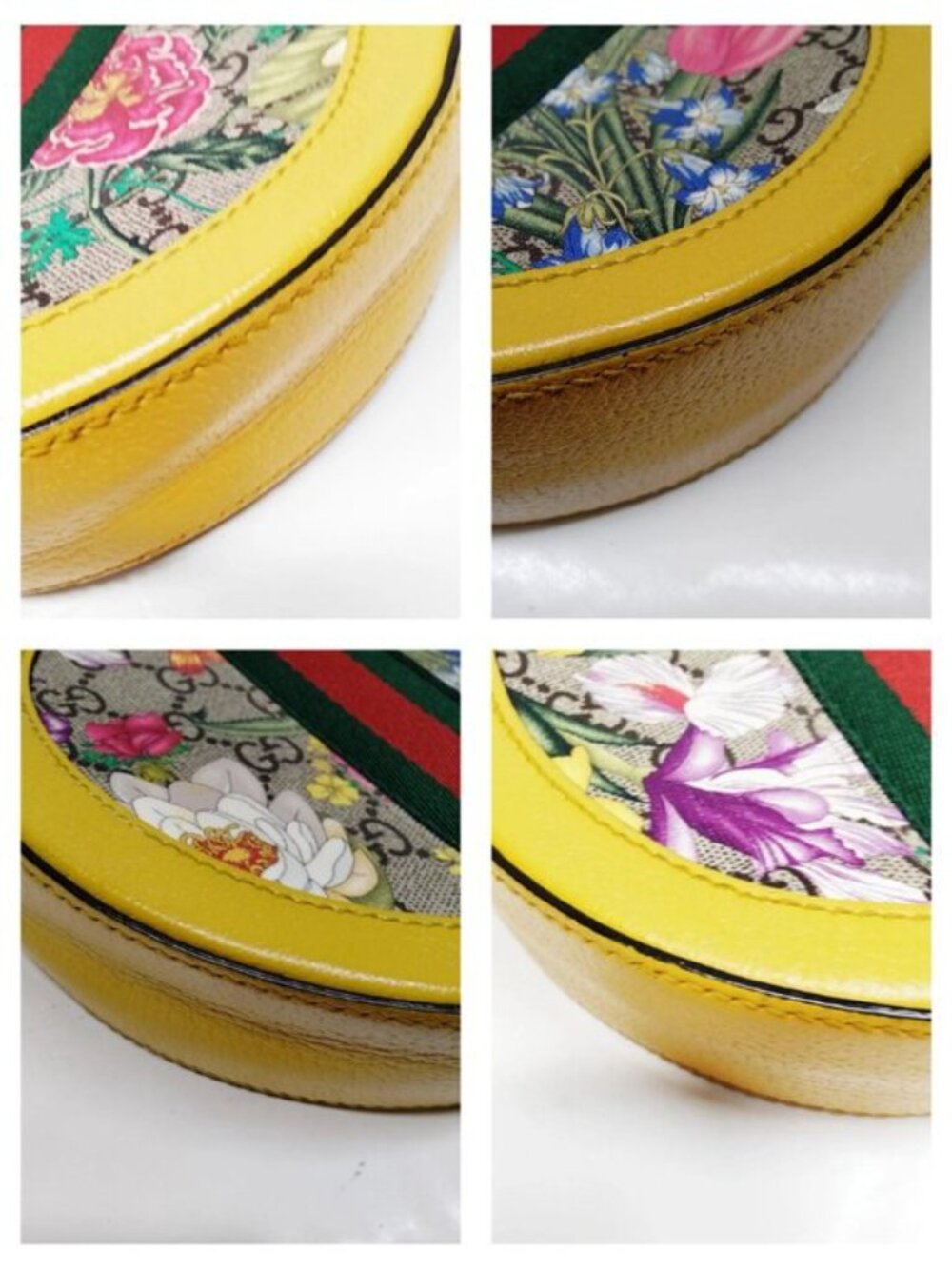 Authentic Gucci Ophidia Flora Round Mini Crossbody Bag Yellow Leather GG Supreme - Picture 8 of 16